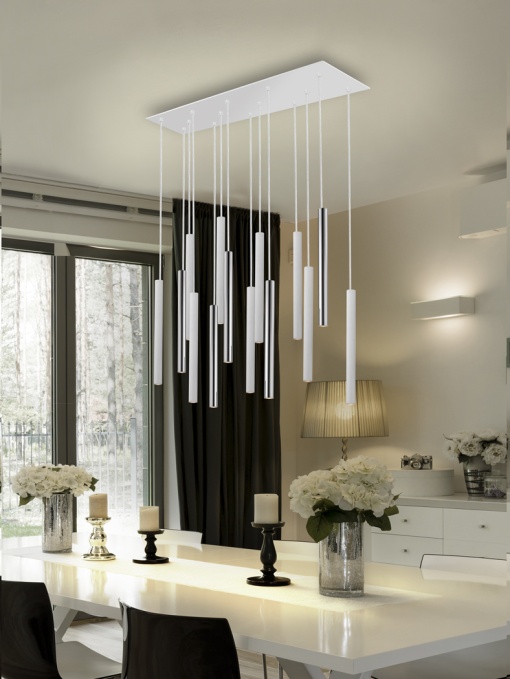 LUSTRA/PLAFONIERA VARAS, 82 CM, ALB MAT/CROM, DIN METAL SI ACRIL, STIL MODERN
