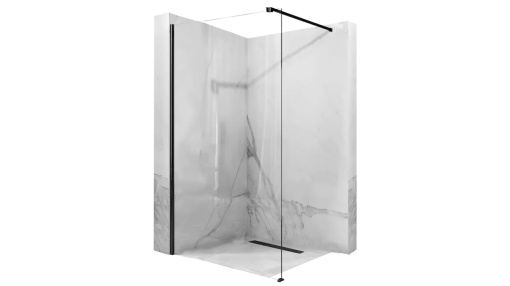 PARAVAN DE DUS REA AERO, 100CM, NEGRU MAT, DIN STICLA, CALITATE SUPERIOARA