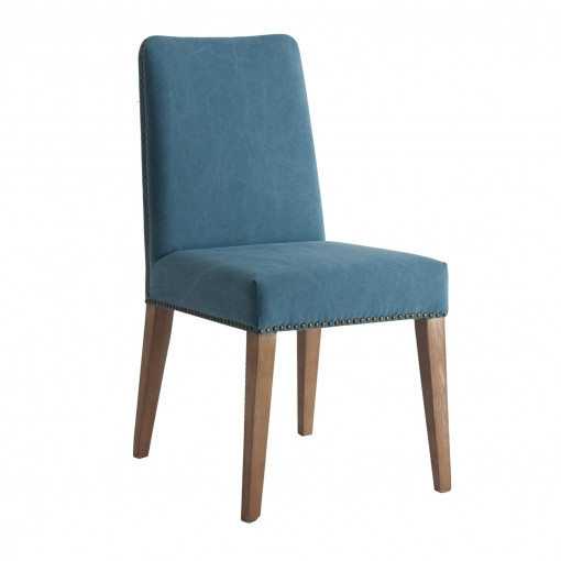 SCAUN BERNEY REF. 27232, ALBASTRU, STIL CLASIC, DIN LEMN MASIV DE BRAD, BUMBAC SI SPUMA, VIC