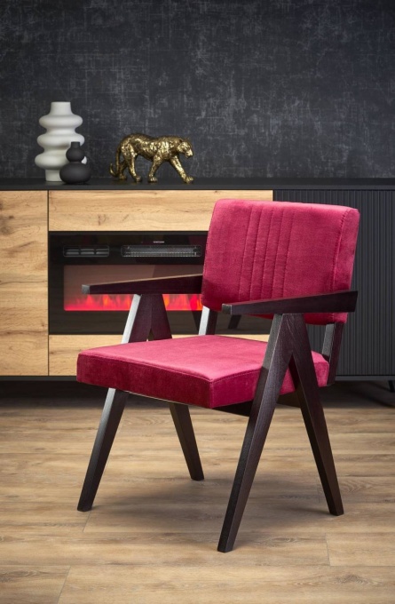 SCAUN CONFORTABIL MEMORY, BORDO MONOLITH 59/NUC, TAPITERIE DIN CATIFEA SI PICIOARE DIN LEMN, STIL MODERN