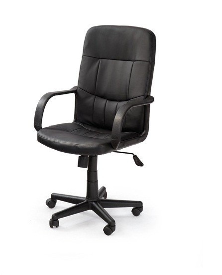 SCAUN DE BIROU DENZEL, NEGRU/NEGRU, TAPITERIE DIN PIELE ECOLOGICA SI PICIOARE DIN METAL, STIL MODERN