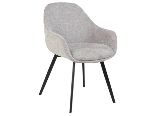 SCAUN DINING VINTO BREGO GRI 07/NEGRU, TAPITERIE DIN TEXTIL BREGO SI PICIOARE DIN METAL, STIL MODERN