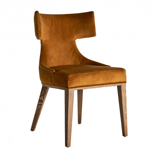 SCAUN DOZZA REF. 29775, OCRU, STIL VINTAGE, DIN TESATURA, LEMN MASIV DE MESTEACAN, SPUMA, VIC