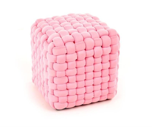 TABURET RUBIK, ROZ, DIN STOFA, STIL MODERN