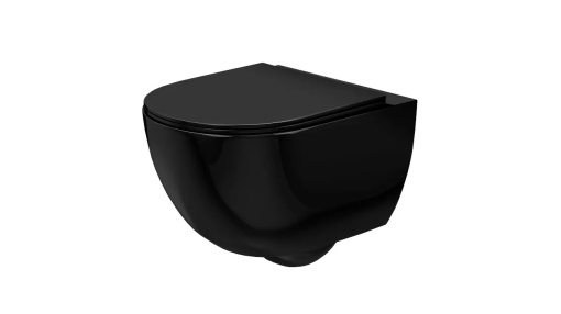 VAS DE TOALETA SUSPENDAT REA CARLO MINI RIMLESS FLAT, NEGRU, DIN CERAMICA, CALITATE SUPERIOARA