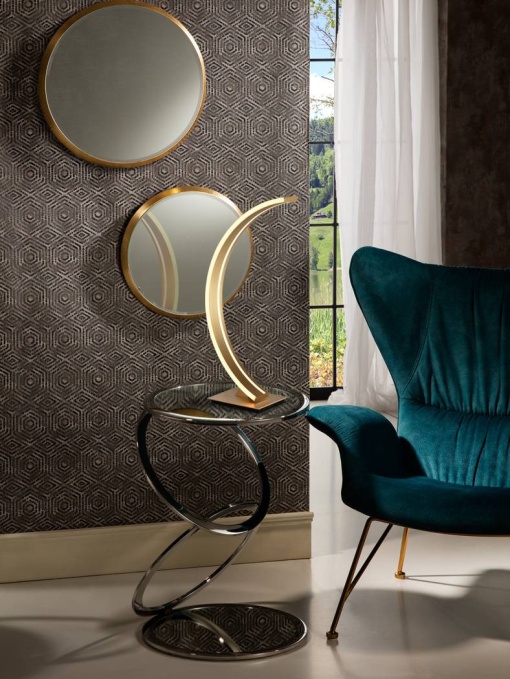 VEIOZA ARCUS, 49 CM, AURIU PERIAT/OPAL, DIN METAL, ALUMINIU SI SILICON, STIL MODERN
