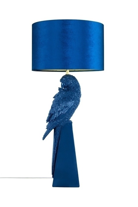 VEIOZA PARROT 84 CM, ALBASTRA, CONFECTIONATA DIN POLIRASINA SI TEXTIL, STIL MODERN