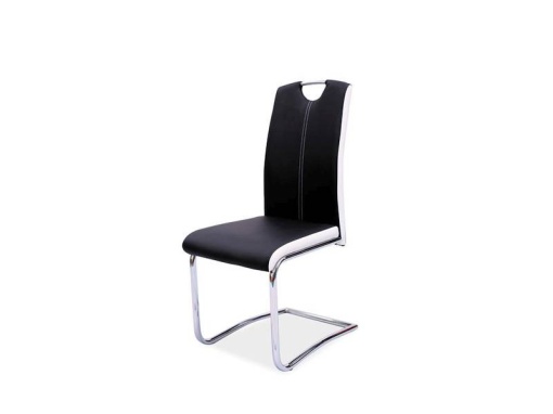 1 STOC!!! SCAUN DINING H-341 GRI/ALB/CROM CU TAPITERE DIN PIELE ECOLOGICA STIL MODERN SIGNAL