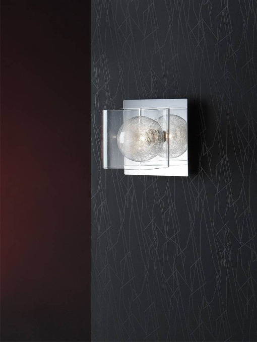 APLICA ECLIPSE, 16 CM, CROM/TRANSPARENT, DIN METAL SI STICLA, STIL MODERN