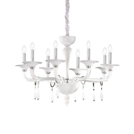 CANDELABRU MIRAMARE SP8, ALB, DIN STICLA, STIL MODERN
