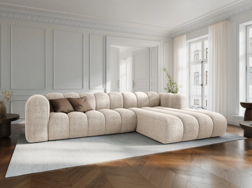 COLTAR MODULAR LUPIN, DREAPTA, 4 LOCURI, 288 CM, BEJ DESCHIS 23, TAPITERIE CHENILLE, DESIGN DEOSEBIT