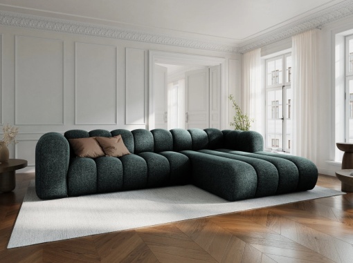 COLTAR MODULAR LUPIN, DREAPTA, 4 LOCURI, 288 CM, VERDE PETROL 78, TAPITERIE CHENILLE, DESIGN DEOSEBIT