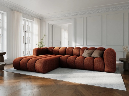 COLTAR MODULAR LUPIN, STANGA, 4 LOCURI, 288 CM, SCORTISOARA 44, TAPITERIE CHENILLE, DESIGN DEOSEBIT