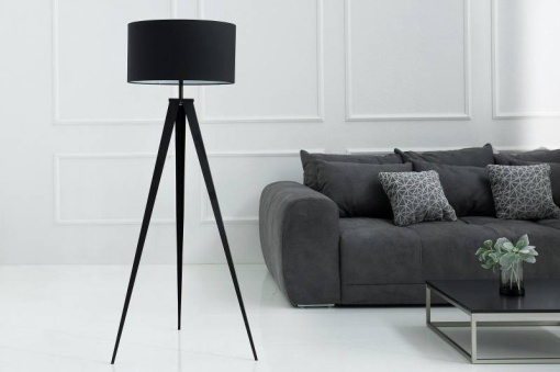 LAMPADAR TRIPOD NEGRU 142CM DIN TEXTIL SI METAL COD 38683