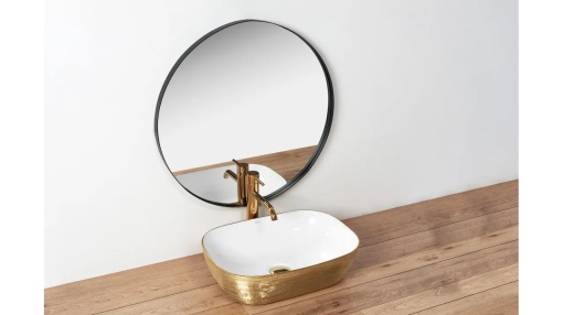 LAVOAR REA JENNY, 46,5 CM, ALB/AURIU, DIN CERAMICA, CALITATE SUPERIOARA