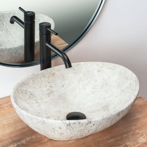 LAVOAR REA SOFIA, LIGHT STONE, EFECT DE PIATRA GRI DESCHIS, 41 CM, DIN CERAMICA, CALITATE SUPERIOARA