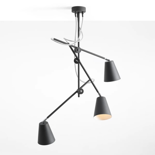 LUSTRA ARTE, 3 BRATE, 80 CM, NEAGRA, DIN METAL, STIL MODERN