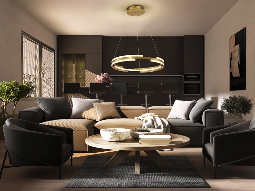 LUSTRA/PLAFONIERA CICLOS, 60 CM, AURIU/OPAL, DIN METAL, ALUMINIU SI SILICON, STIL MODERN
