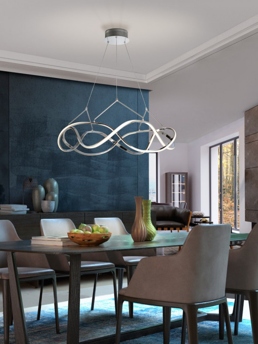 LUSTRA/PLAFONIERA MOLLY, 80 CM, CROM/OPAL, DIN METAL, ALUMINIU SI SILICON, STIL MODERN