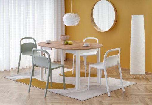 MASA DINING EXTENSIBILA RINGO, STEJAR CRAFT/ALB, 102/142 CM, DIN MDF SI FURNIR, STIL CLASIC