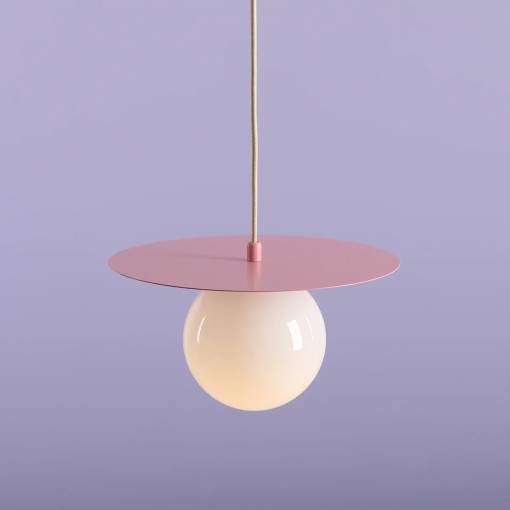 PENDUL LOOP S, 200 CM, ROZ, DIN STICLA SI METAL, STIL MODERN