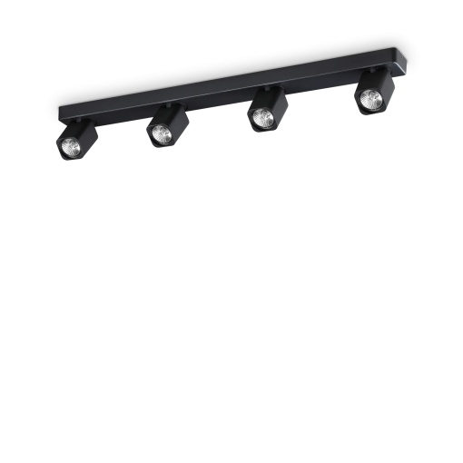 PLAFONIERA RUDY PL4 SQUARE, NEGRU, DIN ALUMINIU, STIL MODERN