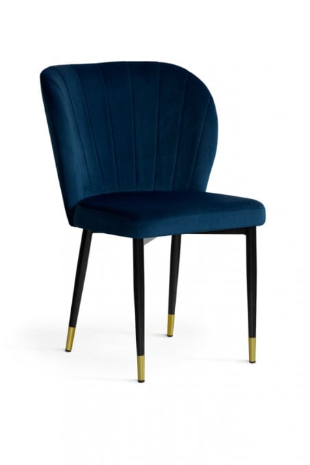 SCAUN DINING SHELLY ALBASTRU INCHIS/NEGRU/AURIU - DESIGN MODERN