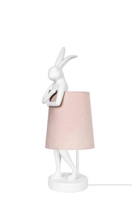 VEIOZA RABBIT ALB/ROZ, CONFECTIONATA DIN POLIRASINA SI METAL, STIL MODERN