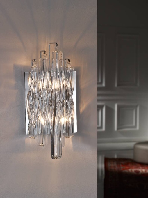 APLICA MANACOR, 32 CM, CROM/TRANSPARENT, DIN METAL SI STICLA, STIL MODERN