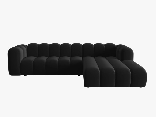 COLTAR MODULAR LUPIN, DREAPTA, 4 LOCURI, 288 CM, NEGRU 19, TAPITERIE DIN CATIFEA, DESIGN DEOSEBIT