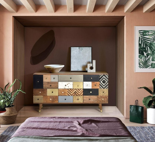 COMODA/BUFET 150CM, MULTICOLORA, DIN LEMN DE MANGO, GINER Y COLOMER