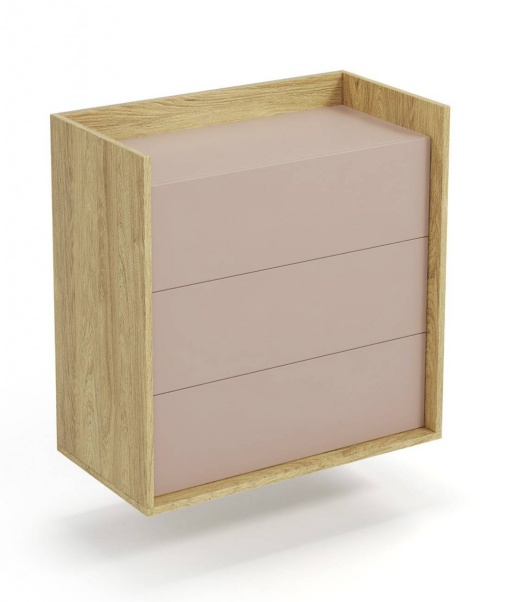 COMODA MODULARA MOBIUS 3S, ROZ ANTIC/NATUR, 83 CM, DIN PAL MELAMINAT, STIL MODERN