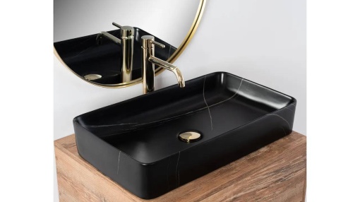 LAVOAR REA DENIS, STONE, EFECT DE PIATRA NEGRU MAT, 61 CM, DIN CERAMICA, CALITATE SUPERIOARA