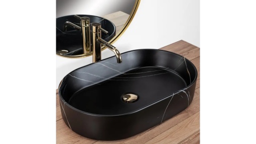 LAVOAR REA NADIA, STONE, 61 CM, NEGRU MAT, DIN CERAMICA, CALITATE SUPERIOARA