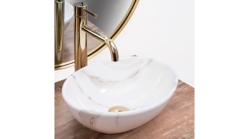 LAVOAR REA SOFIA MINI, SHINY AIAX, EFECT DE MARMURA ALBA, 35 CM, DIN CERAMICA, CALITATE SUPERIOARA