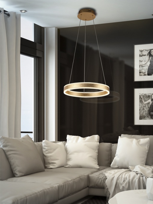 LUSTRA/PLAFONIERA HELIA, 50 CM, AURIU/OPAL, DIN METAL, ALUMINIU SI ACRIL, STIL MODERN