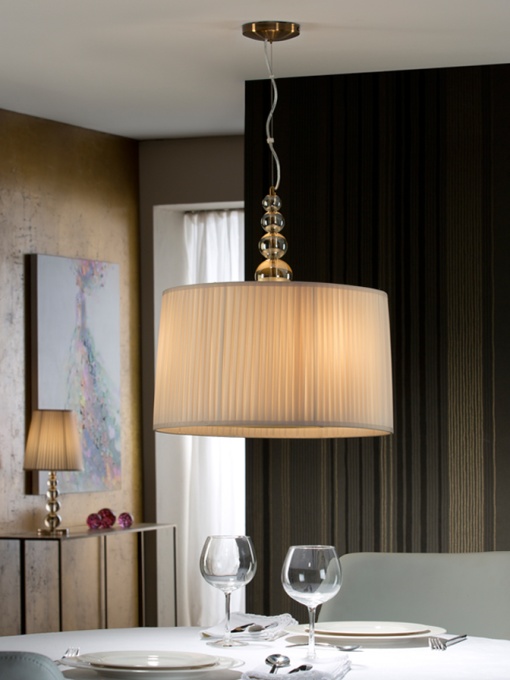 LUSTRA/PLAFONIERA MERCURY, 50 CM, BEJ/SAMPANIE, DIN STICLA, ALAMA SI TESATURA, STIL MODERN