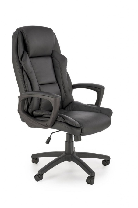 SCAUN DE BIROU MARIO, NEGRU/NEGRU, TAPITERIE DIN PIELE ECOLOGICA SI PICIOARE DIN METAL, STIL MODERN