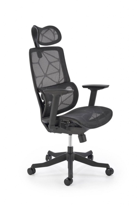 SCAUN DE BIROU OSVALDO, NEGRU, TAPITERIE DIN PLASA SI PICIOARE DIN POLIPROPILENA, STIL MODERN