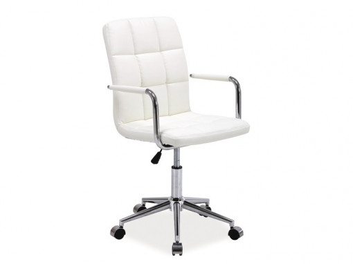 SCAUN DE BIROU Q-022 ALB TAPITAT IN PIELE ECOLOGICA STIL MODERN SIGNAL