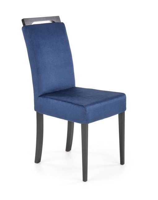 SCAUN DINING CLARION 2, ALBASTRU MONOLITH 77/NEGRU, CU TAPITERIE DIN STOFA FINA SI PICIOARE DIN LEMN MASIV, STIL CLASIC