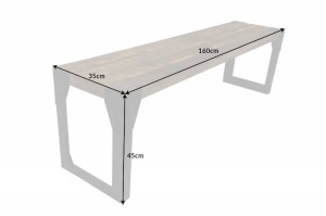 BANCUTA, FACTORY 160CM, COD 40547, DIN LEMN MANGO SI METAL, DESIGN RETRO - Img 4