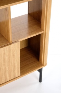 BIBLIOTECA SMART REG-2, STEJAR NATURAL/NEGRU, 153 CM, DIN MDF FURNIRUIT SI METAL, STIL VINTAGE - Img 8