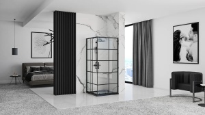 CABINA DE DUS REA CONCEPT, CULISANTA, 90x90 CM, NEGRU, DIN STICLA, CALITATE SUPERIOARA - Img 2