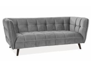 CANAPEA ELEGANTA CASTELLO 3 TAPITATA IN CATIFEA DE CULOARE GRI BLUVEL 14 / WENGE STIL MODERN SIGNAL - Img 3