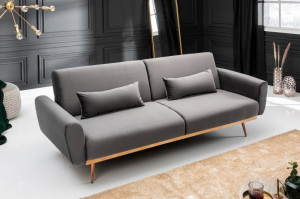 CANAPEA EXTENSIBILA 210CM, TAPITATA CU CATIFEA GRI, BELLEZZA, STIL MODERN - Img 1