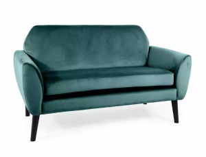 CANAPEA MENA, VERDE BLUVEL 78/WENGE, TAPITERIE DIN CATIFEA SI PICIOARE DIN LEMN - Img 1