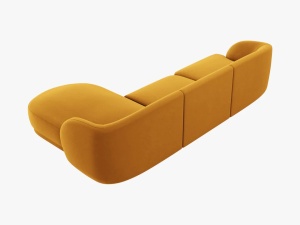 COLTAR MILEY DREAPTA, 4 LOCURI, 255 CM, GALBEN 68, TAPITERIE DIN CATIFEA, DESIGN DEOSEBIT - Img 3