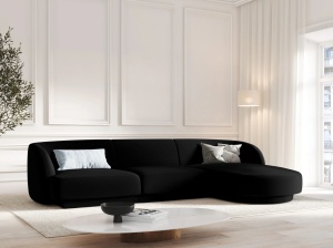 COLTAR MILEY DREAPTA, 4 LOCURI, 255 CM, NEGRU 19, TAPITERIE DIN CATIFEA, DESIGN DEOSEBIT - Img 1