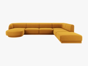 COLTAR MILEY DREAPTA, 6 LOCURI, 327 CM, GALBEN 68, TAPITERIE DIN CATIFEA, DESIGN DEOSEBIT - Img 2